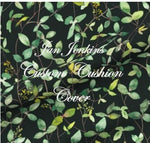 Custom Cushion Cover Black with Green Leaves